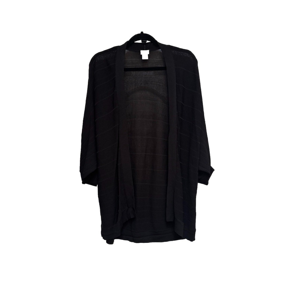 Chico's Size‎ 1 Black Shrug Style Open Kimono Jacket